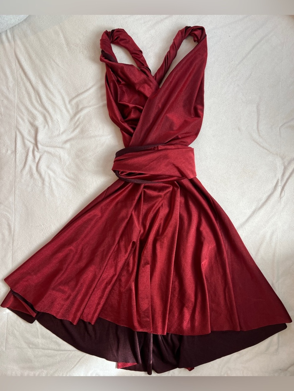 Las Pepas Convertible Infinity Dress Red & Burgundy | One Size fits most - Picture 2 of 14